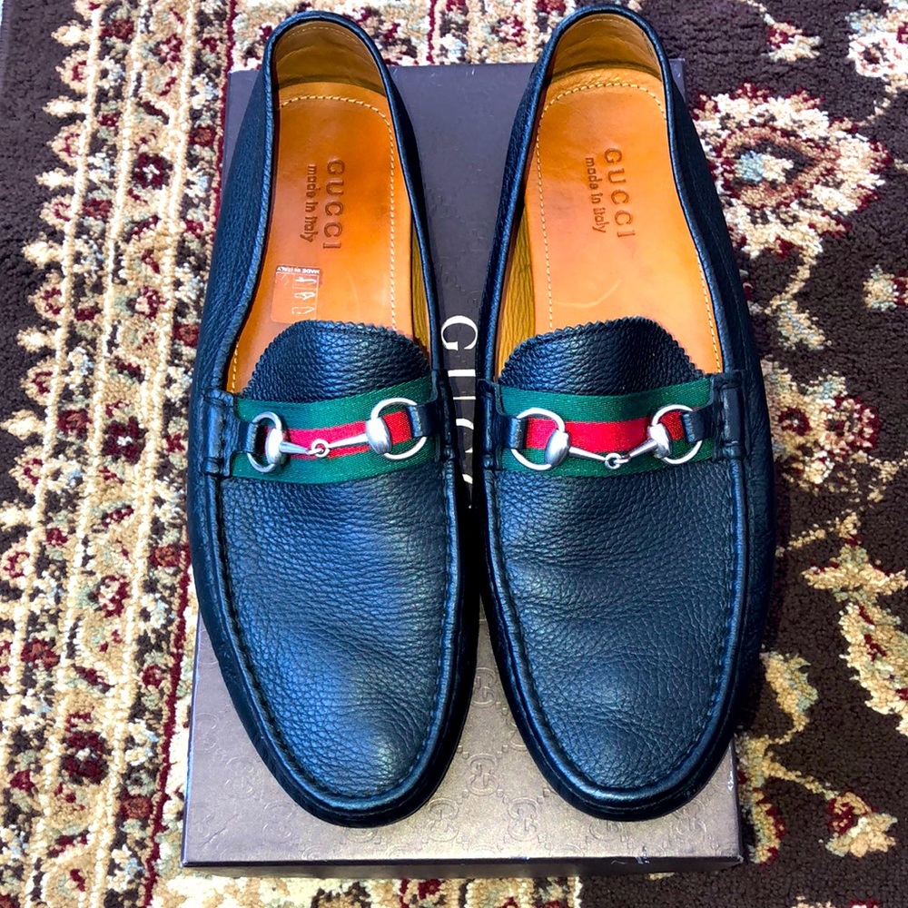 Gucci Black Drivers with Web. 12, 322741